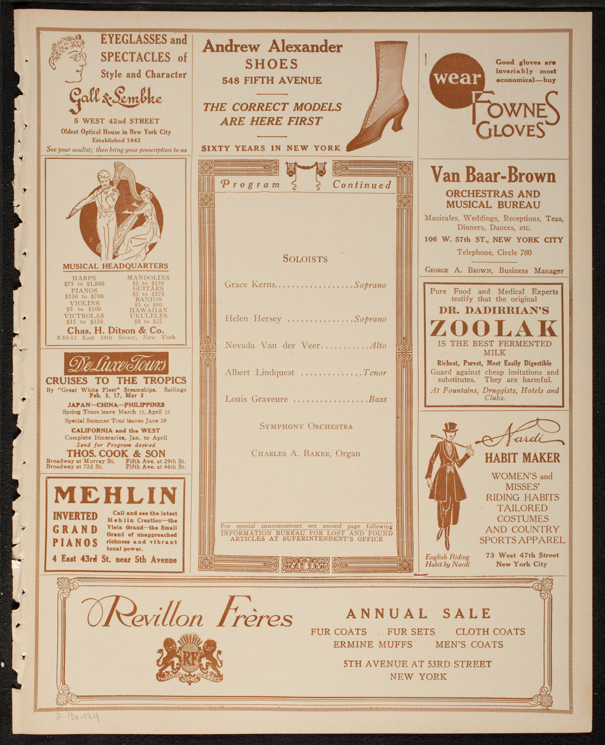 Oratorio Society of New York, February 13, 1917, program page 7