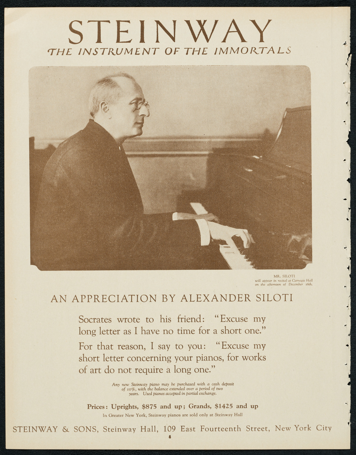 New York Philharmonic, December 7, 1923, program page 4