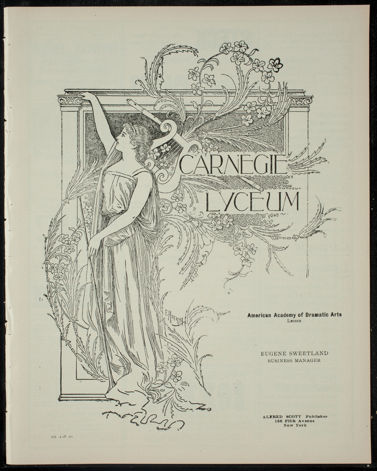 American Academy of Dramatic Arts Private Dress Rehearsal, April 28, 1905, program page 1