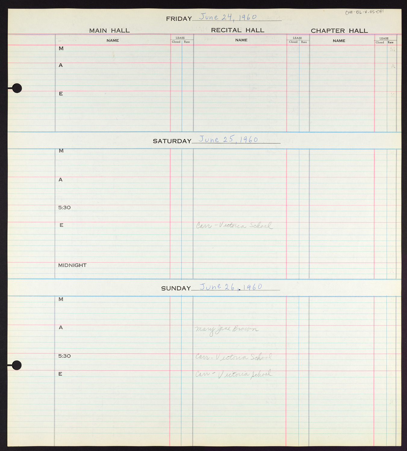 Carnegie Hall Booking Ledger, volume 5, page 81