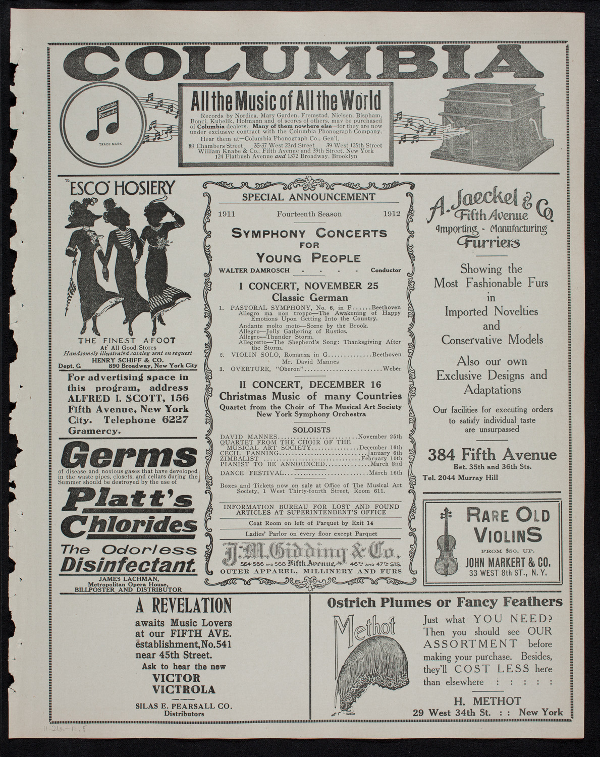 Efrem Zimbalist, Violin, November 21, 1911, program page 9