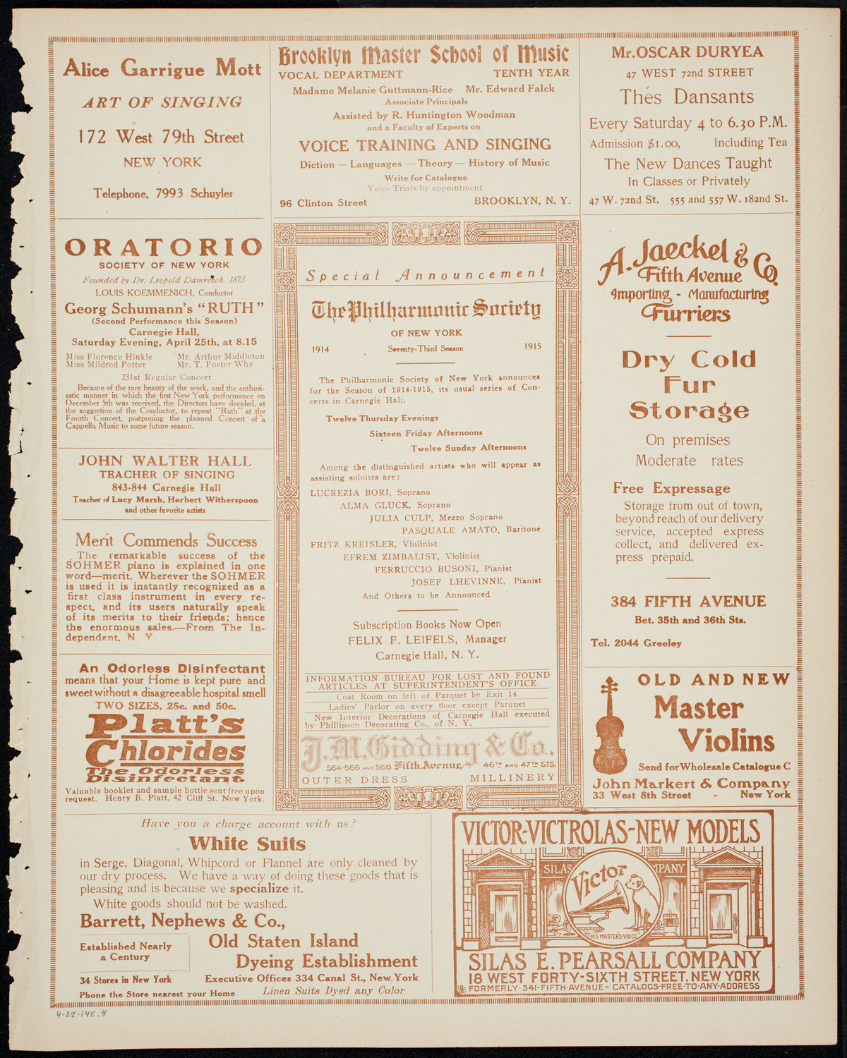 Benefit: St. Andrew's One-Cent Coffee Stands, April 22, 1914, program page 9