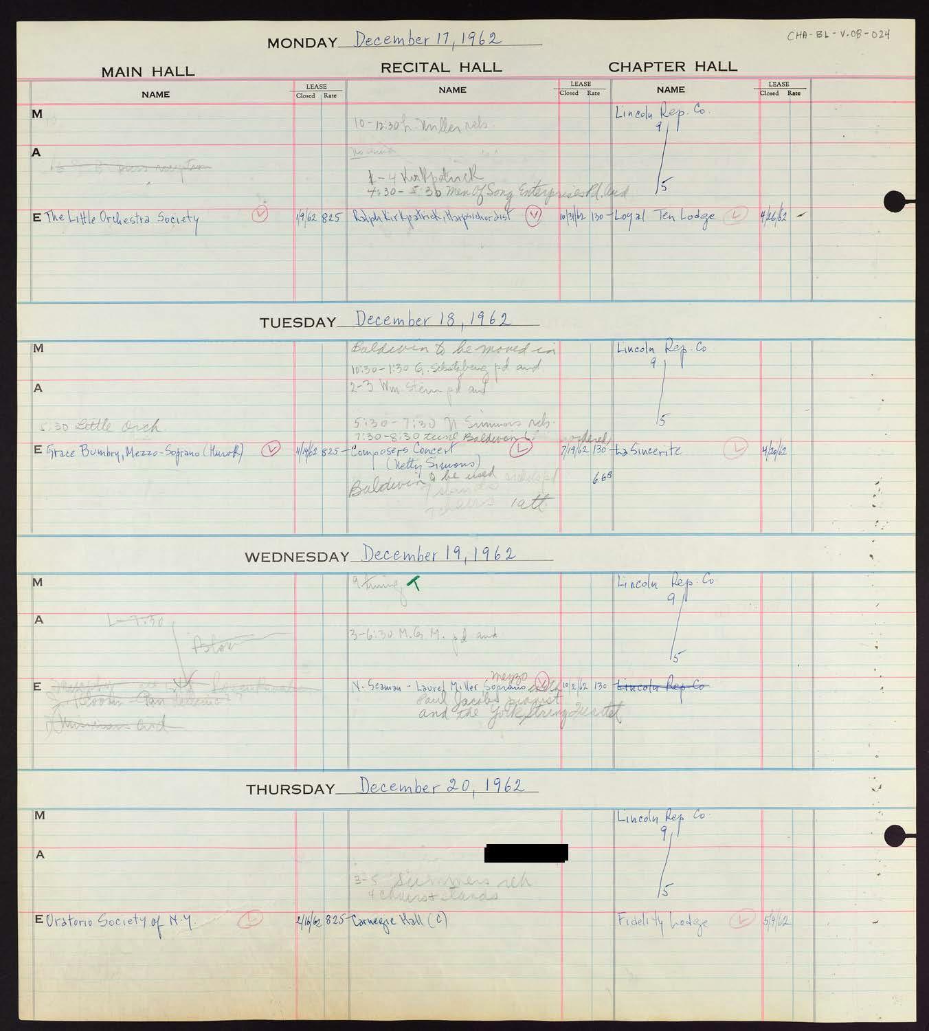 Carnegie Hall Booking Ledger, volume 8, page 24