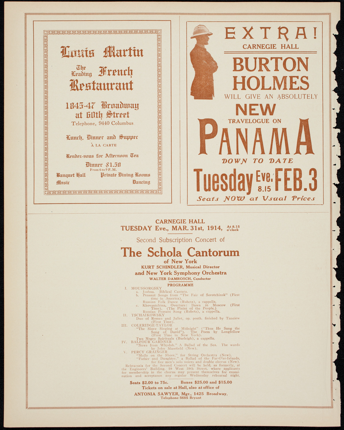 Schola Cantorum of New York, January 20, 1914, program page 8