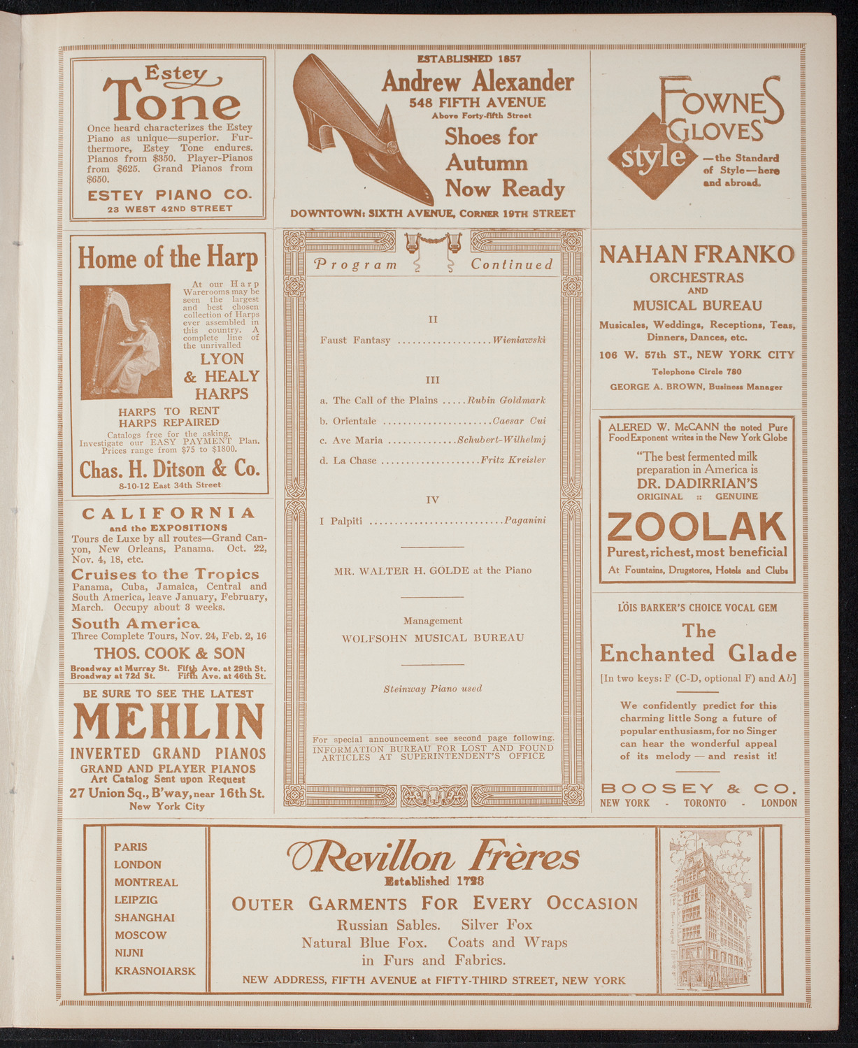 Mischa Elman, Violin, December 11, 1915, program page 7