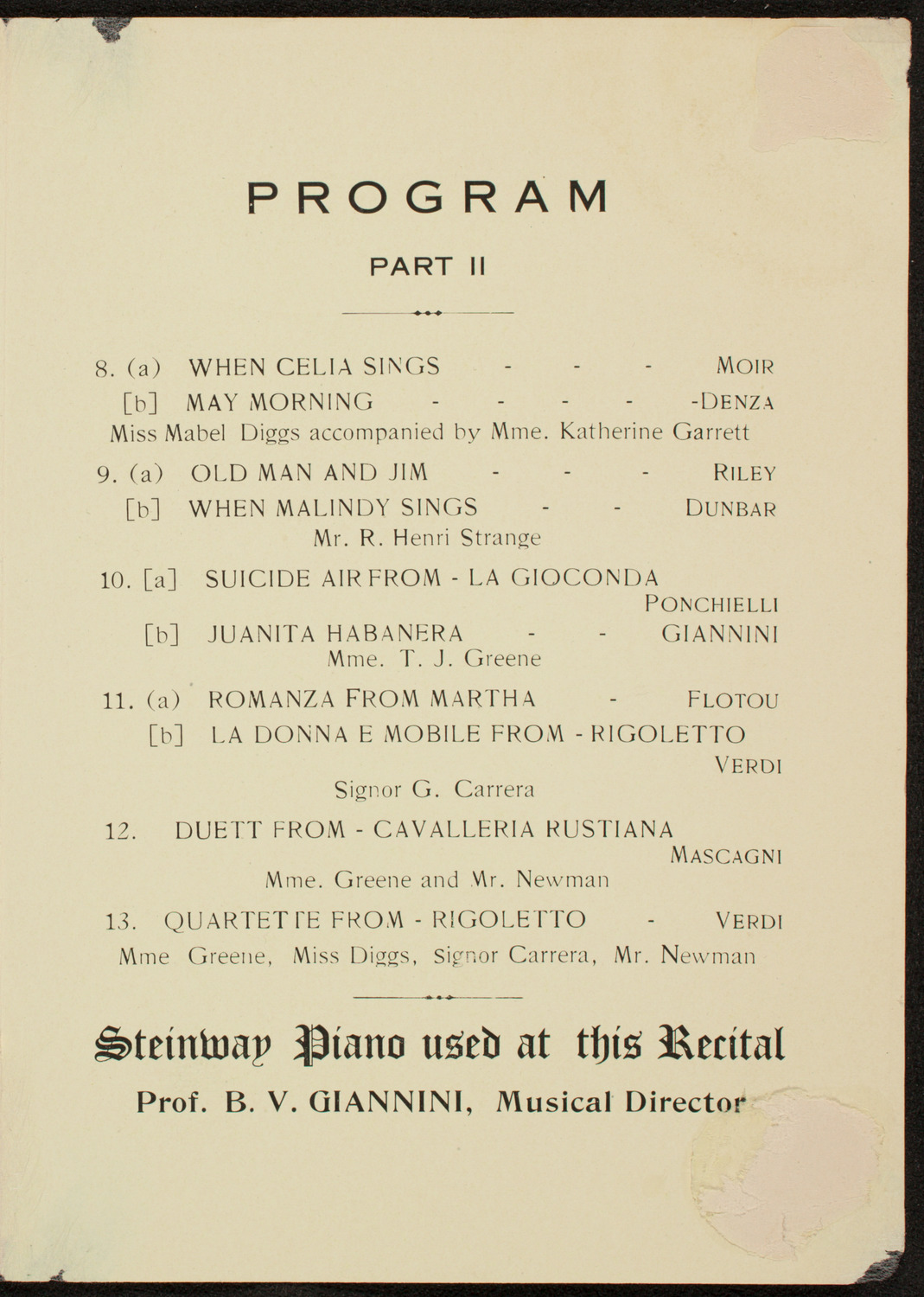 Students of T. Jupiter Greene, April 15, 1912, program page 3