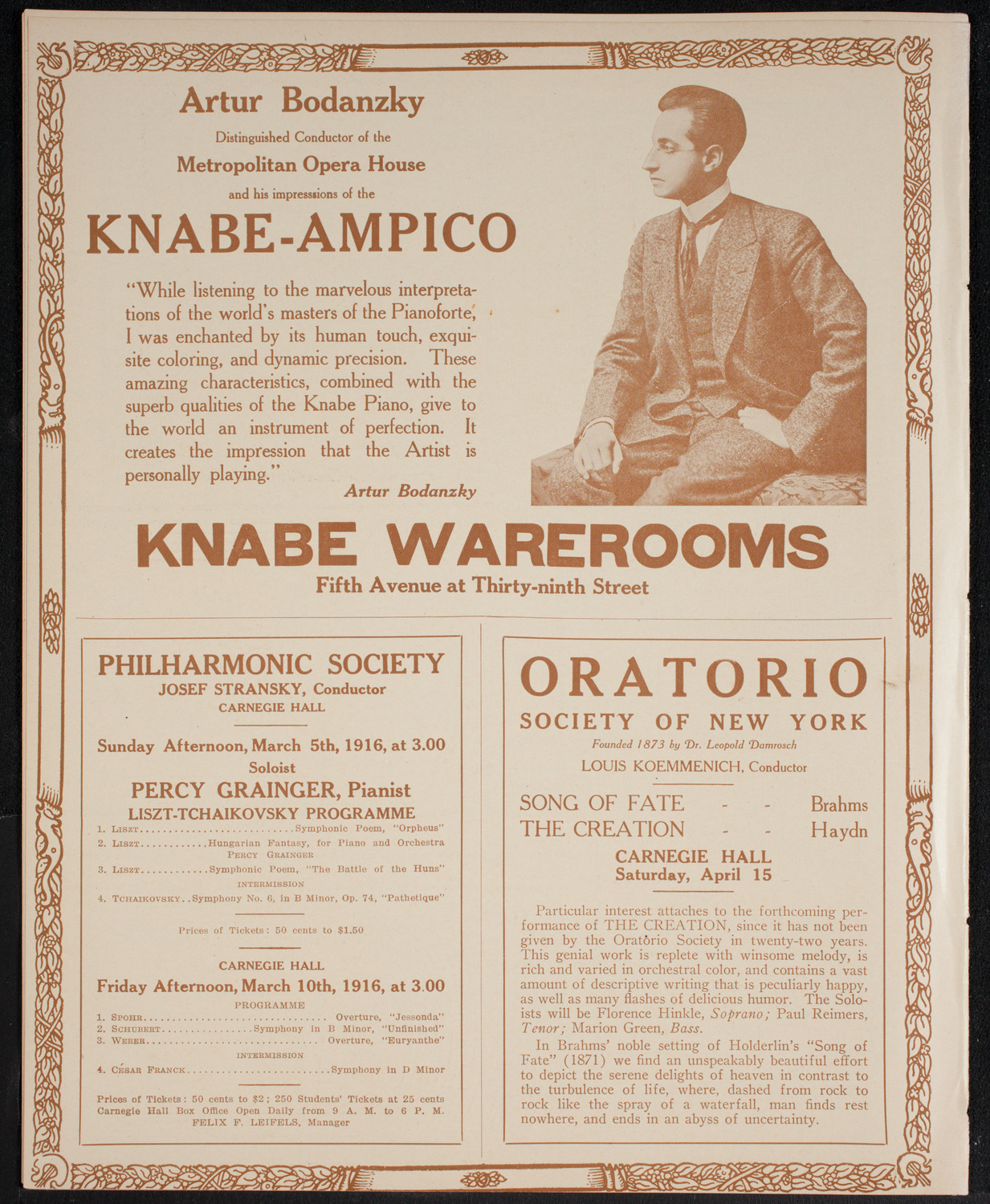 New York Philharmonic, March 2, 1916, program page 12