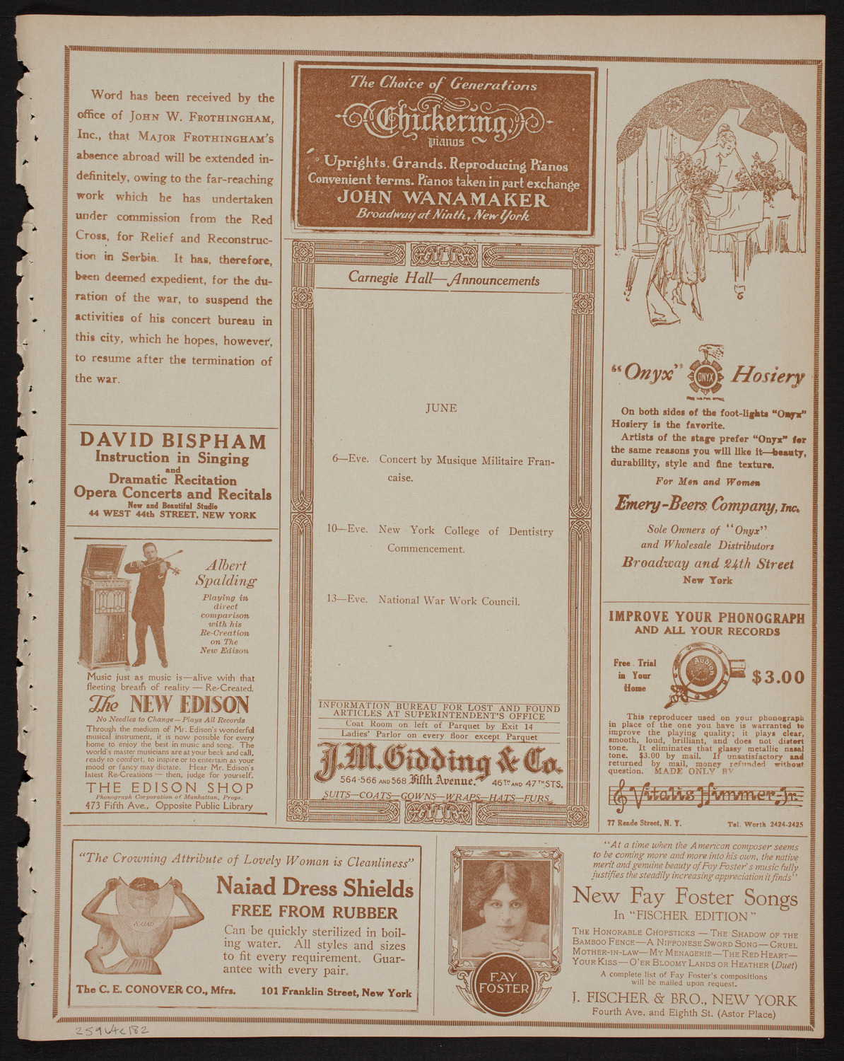 Graduation: College of Dental and Oral Surgery of New York, June 4, 1918, program page 3
