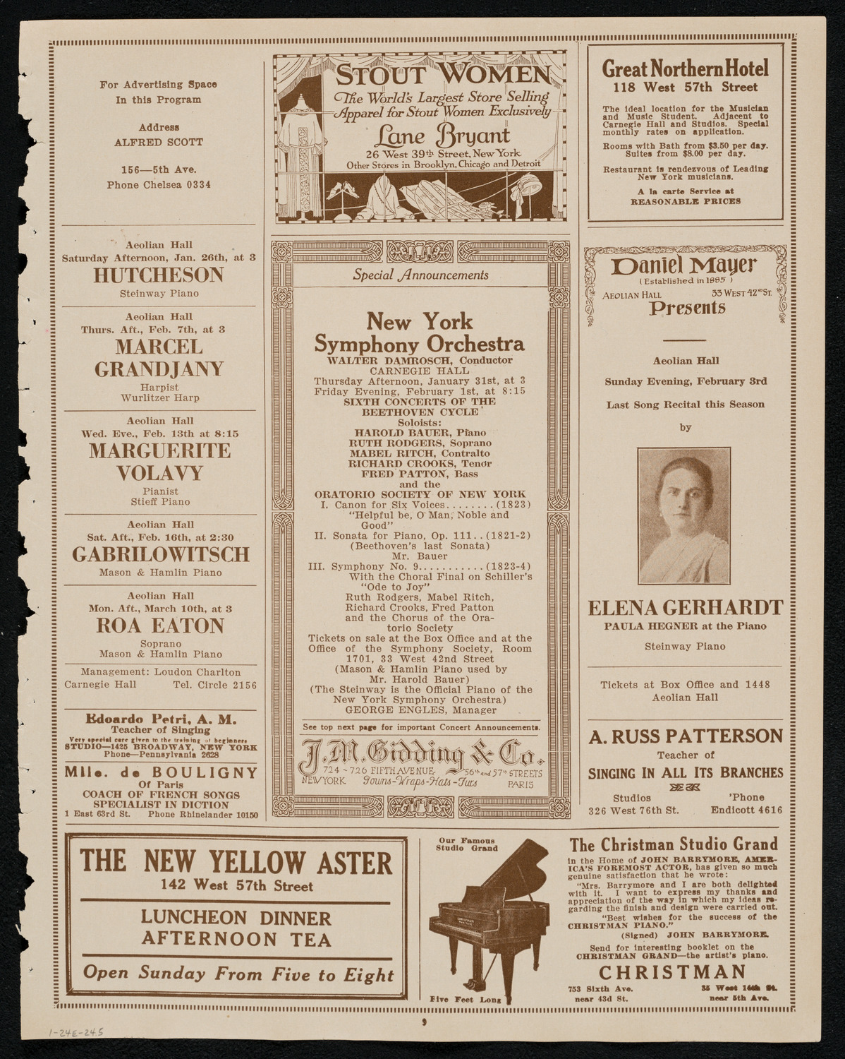 New York Philharmonic, January 24, 1924, program page 9