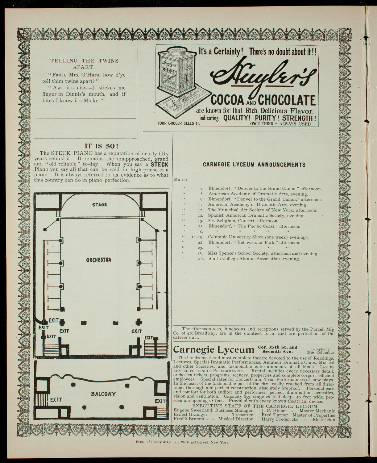 Annual Entertainment by The Junior League, March 7, 1904, program page 4