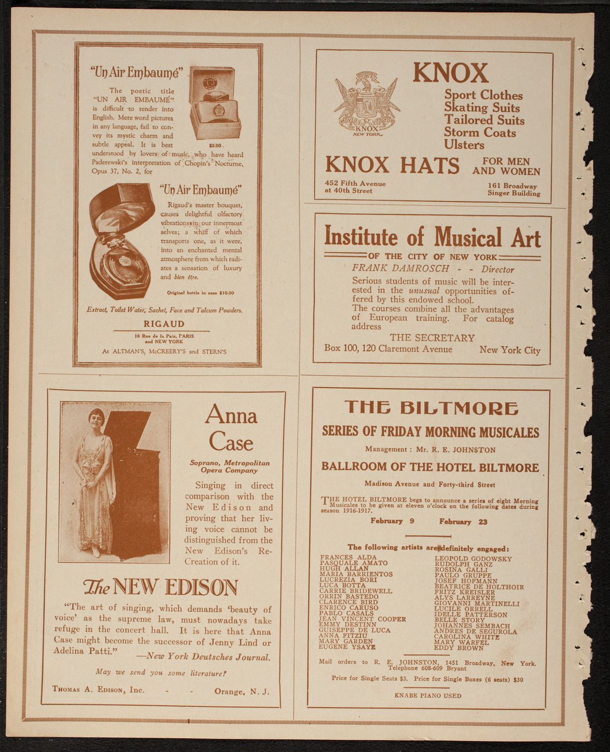 New York Philharmonic, February 8, 1917, program page 2