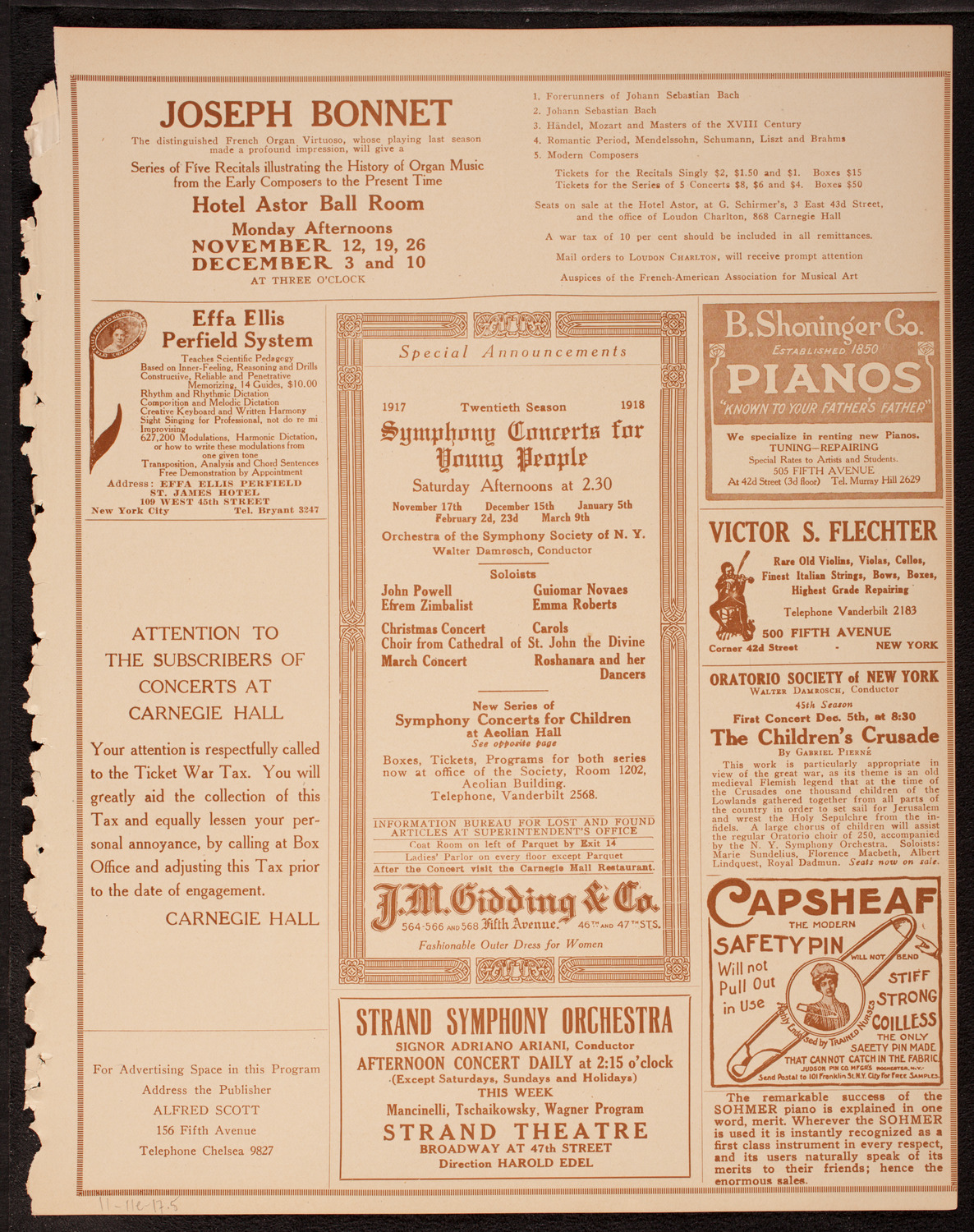 Eddy Brown, Violin, November 11, 1917, program page 9