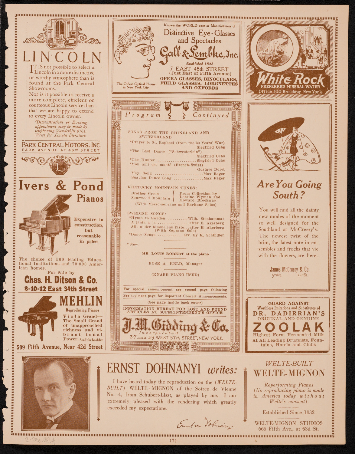 Schola Cantorum of New York, February 24, 1925, program page 7