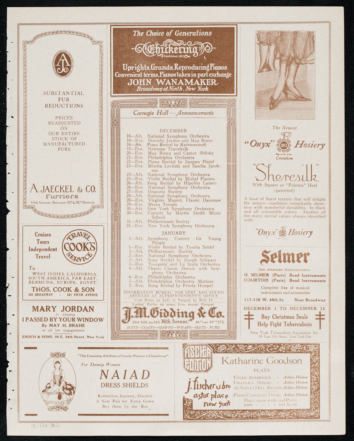National Symphony Orchestra, December 17, 1920, program page 3