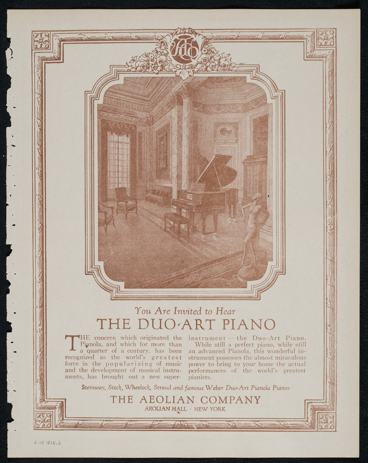 New York Philharmonic, February 10, 1921, program page 11