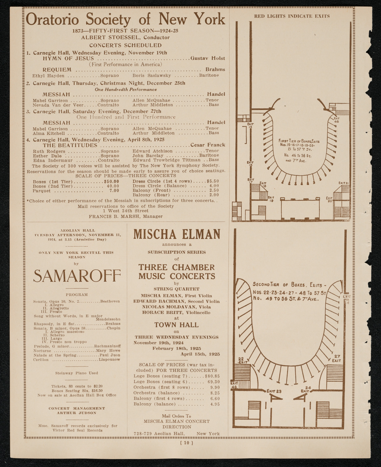 New York Philharmonic, November 6, 1924, program page 10