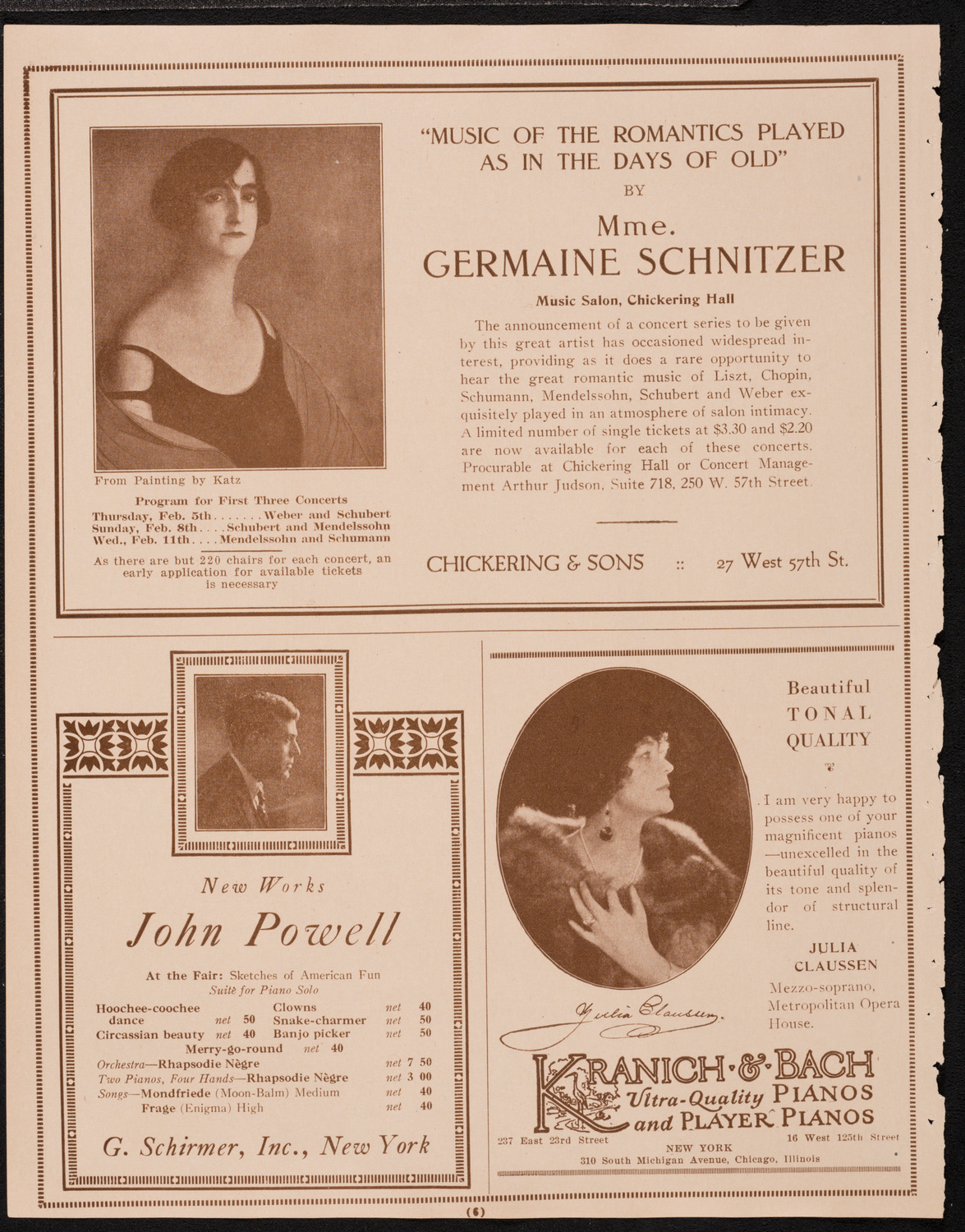 Max Rosen, Violin, February 3, 1925, program page 8