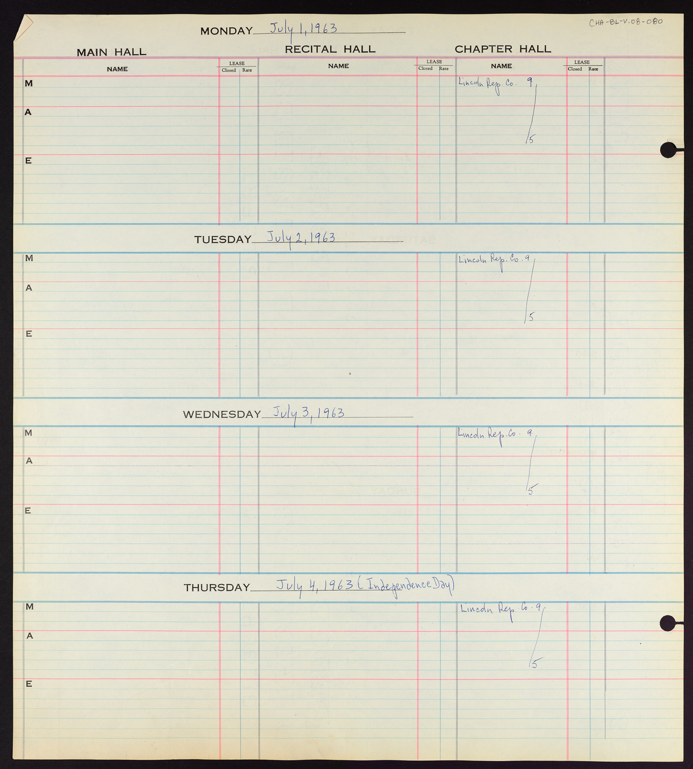 Carnegie Hall Booking Ledger, volume 8, page 80