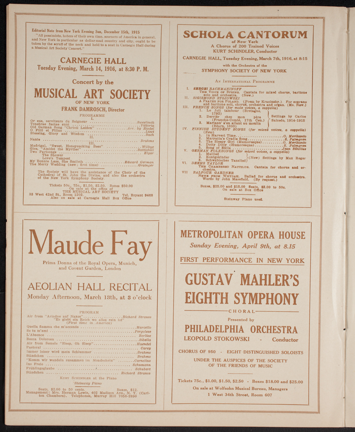 New York Symphony Orchestra, March 2, 1916, program page 10