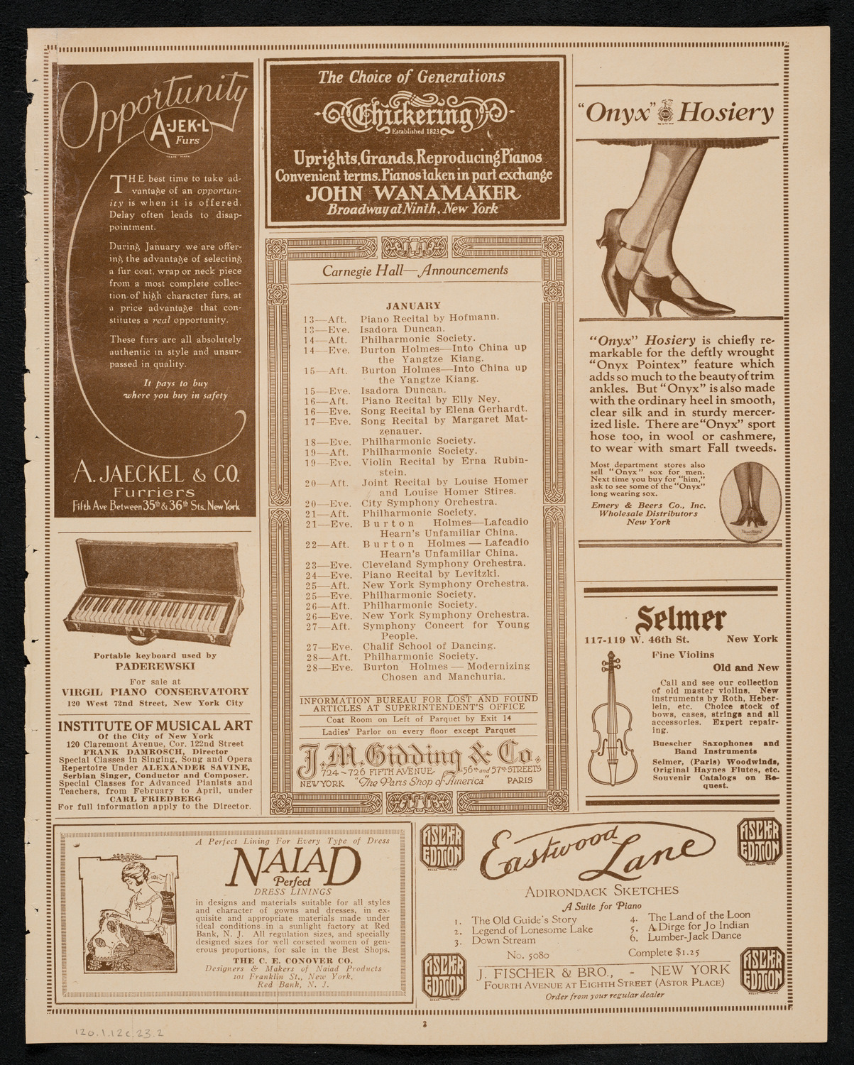 New York Symphony Orchestra, January 12, 1923, program page 3