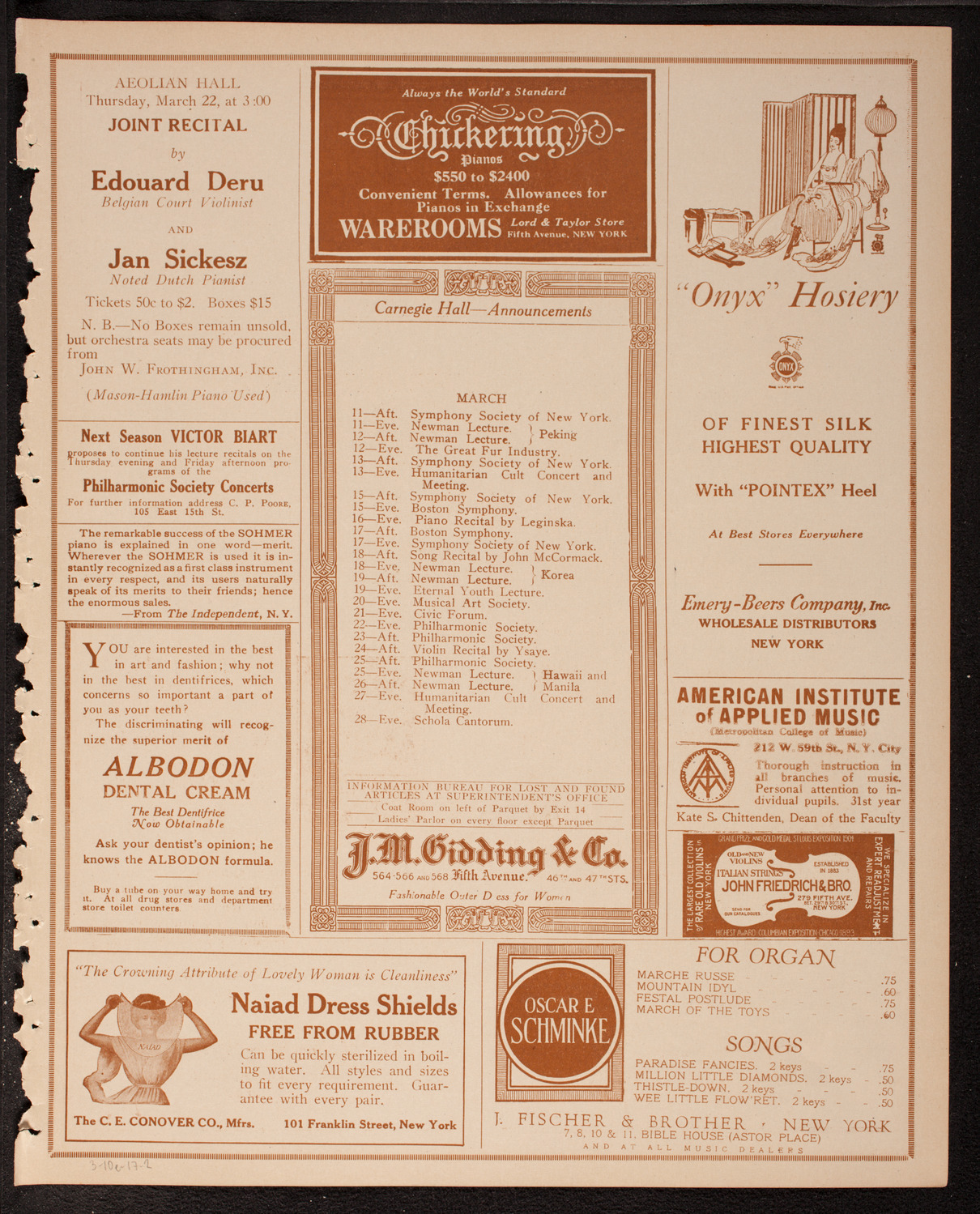 New York Philharmonic, March 10, 1917, program page 3