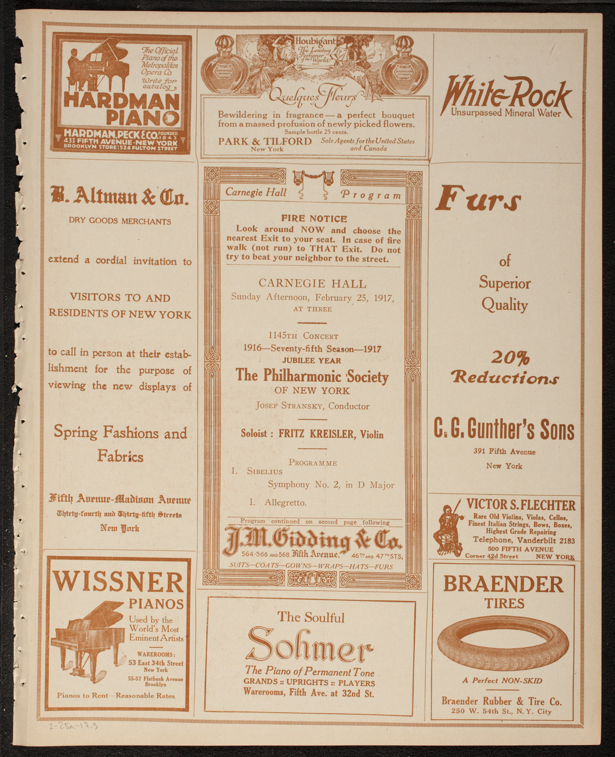 New York Philharmonic, February 25, 1917, program page 5