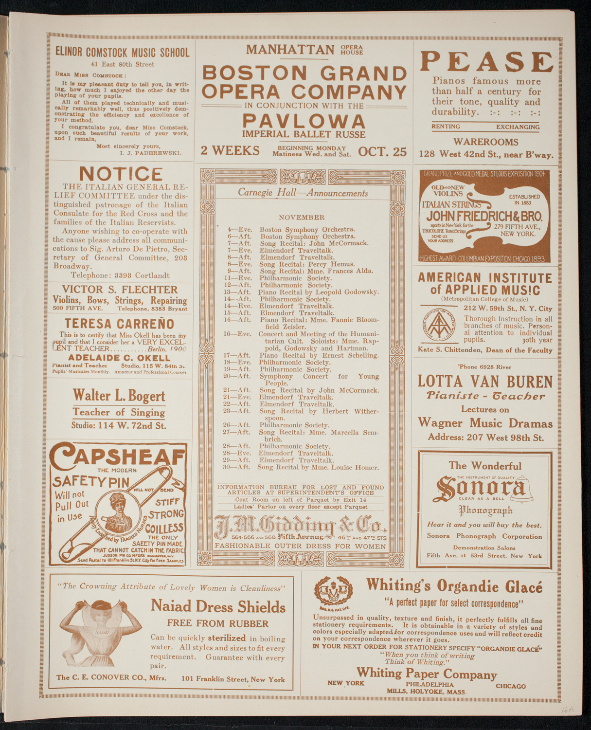 Ernestine Schumann-Heink, Mezzo-Soprano, November 2, 1915, program page 3