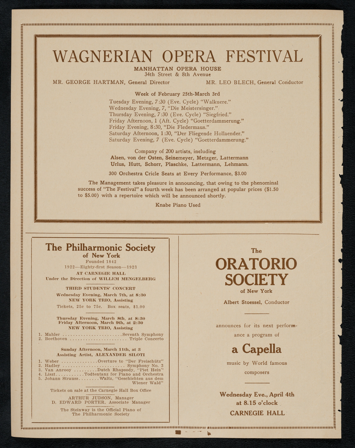 New York Symphony Orchestra, March 2, 1923, program page 12