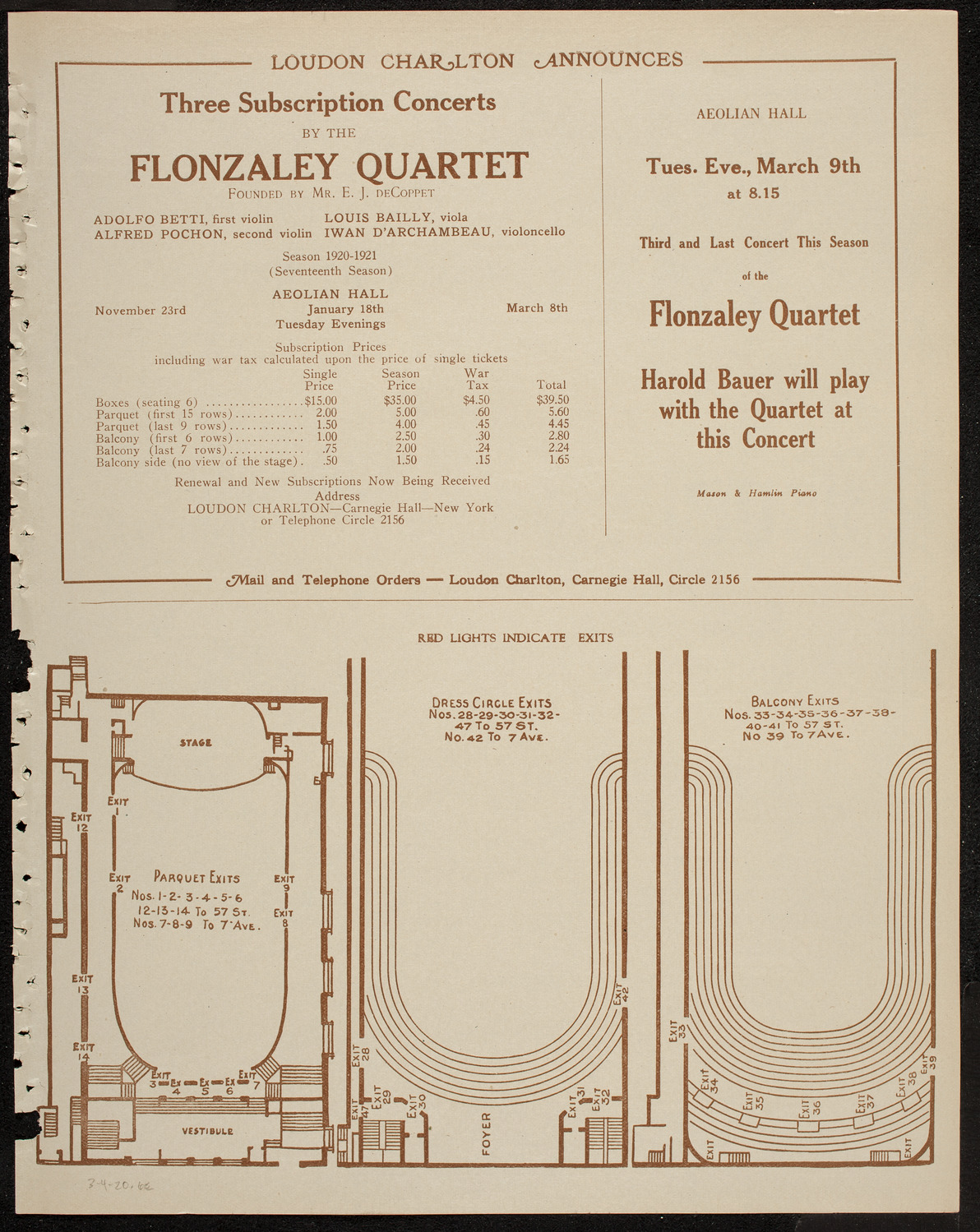 New York Philharmonic, March 4, 1920, program page 11