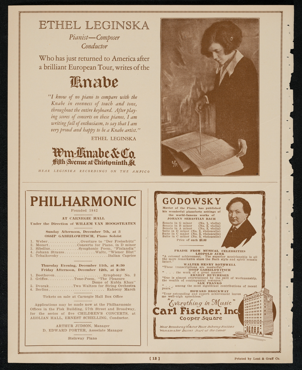 New York Philharmonic, December 4, 1924, program page 12