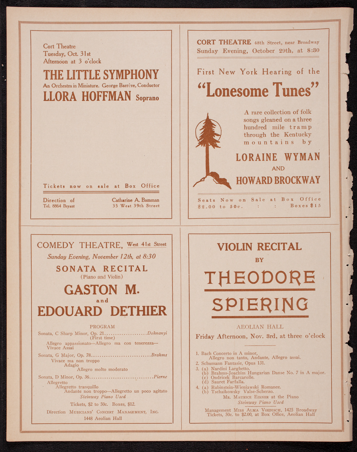 New York Philharmonic, October 26, 1916, program page 10