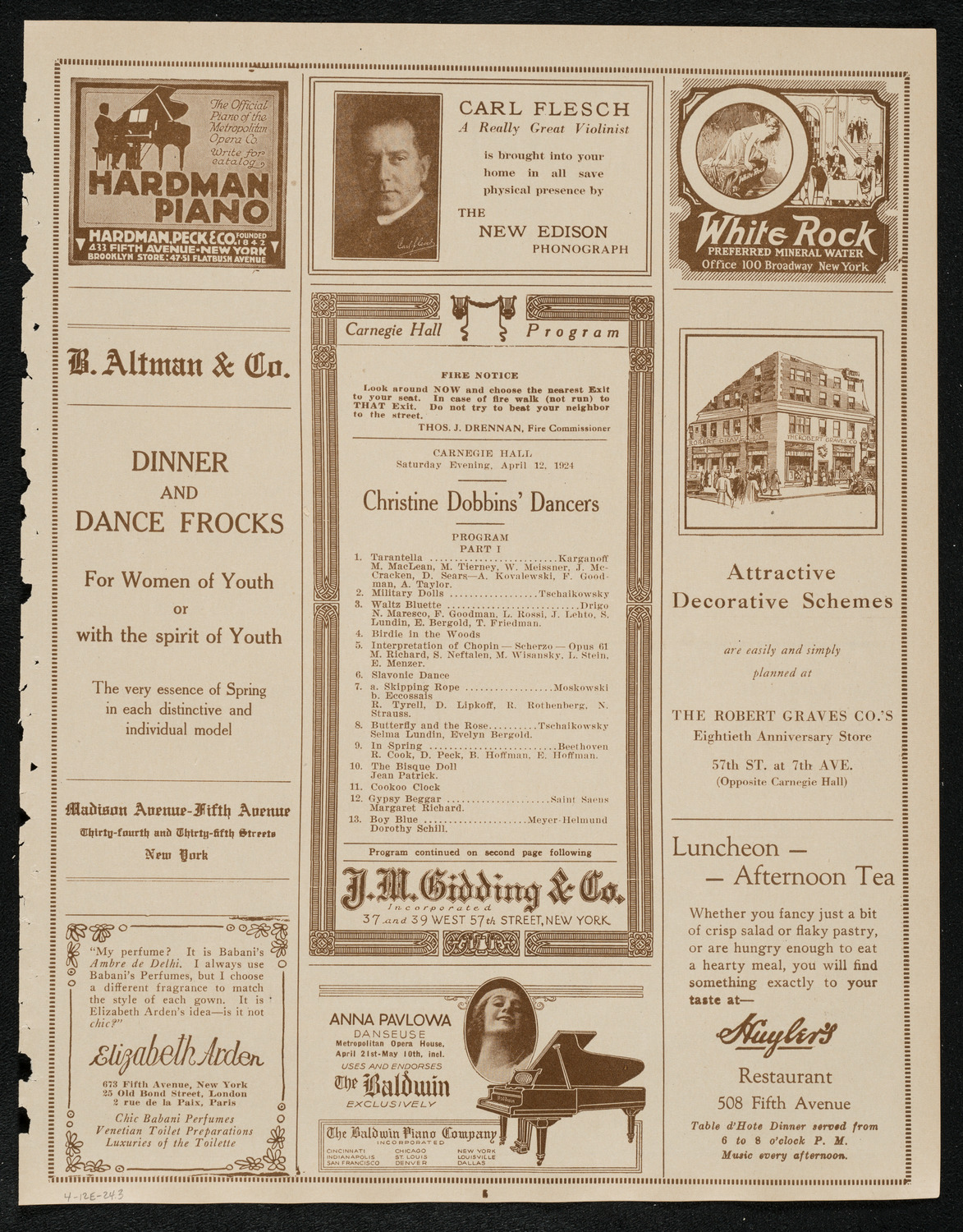 Christine Dobbins' Dancers, April 12, 1924, program page 5