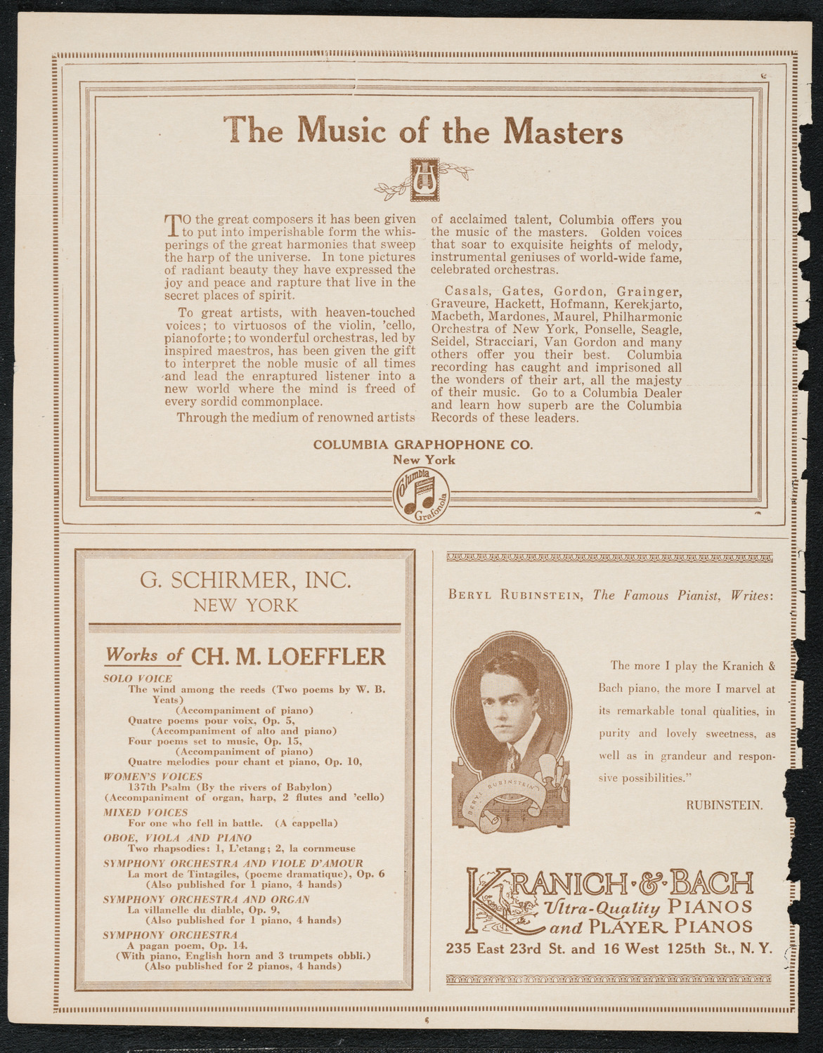 Oratorio Society of New York, November 22, 1922, program page 6