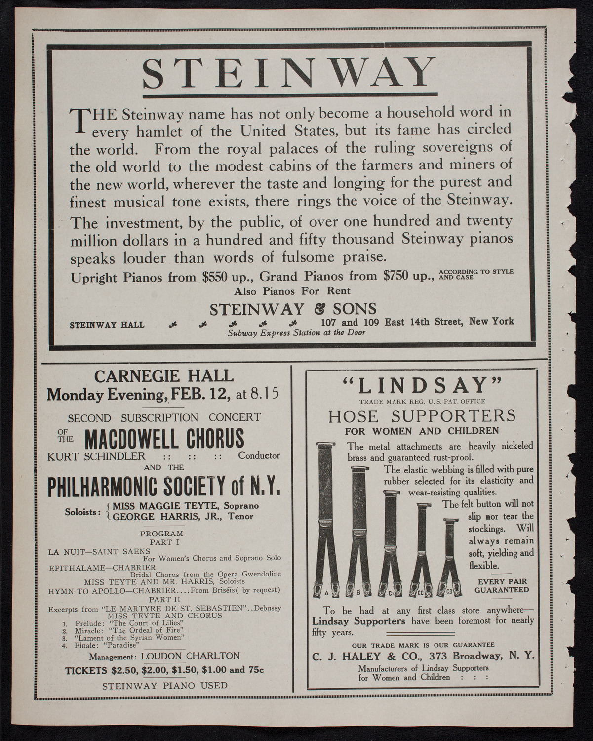 Lecture by Father Bernard Vaughan, January 31, 1912, program page 4
