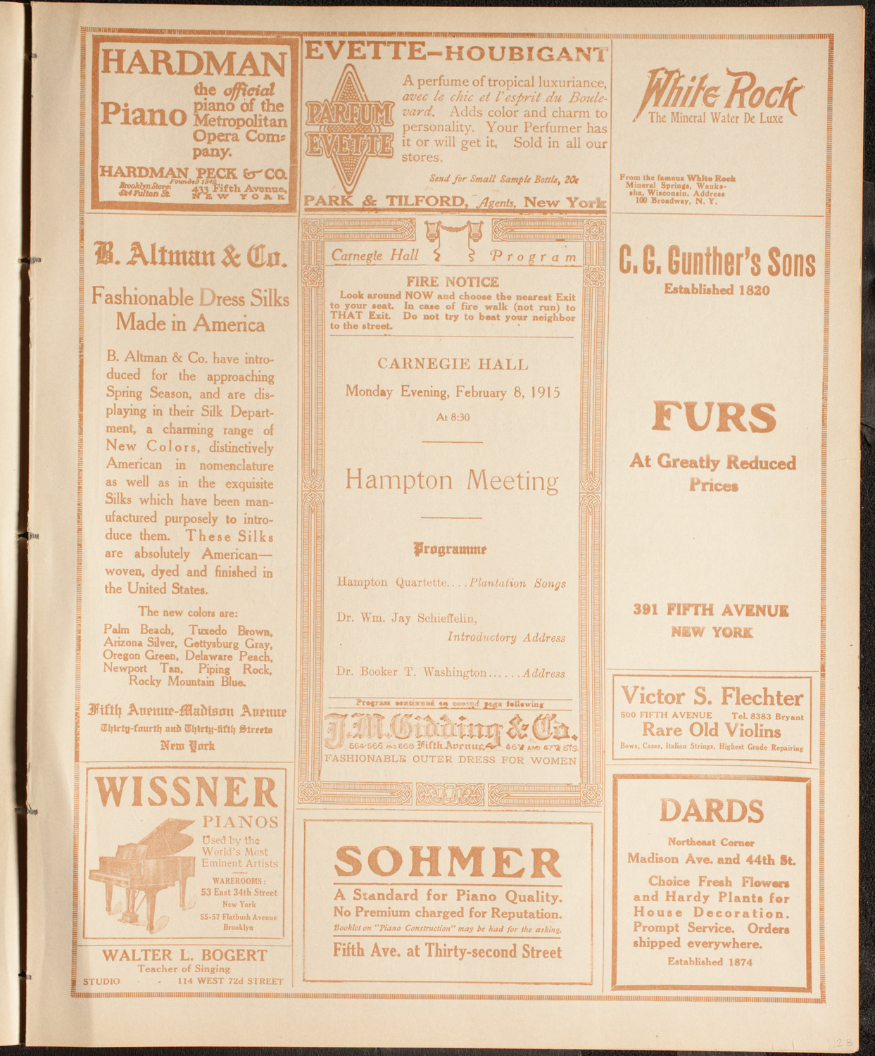 Hampton Institute Meeting and Concert, February 8, 1915, program page 5