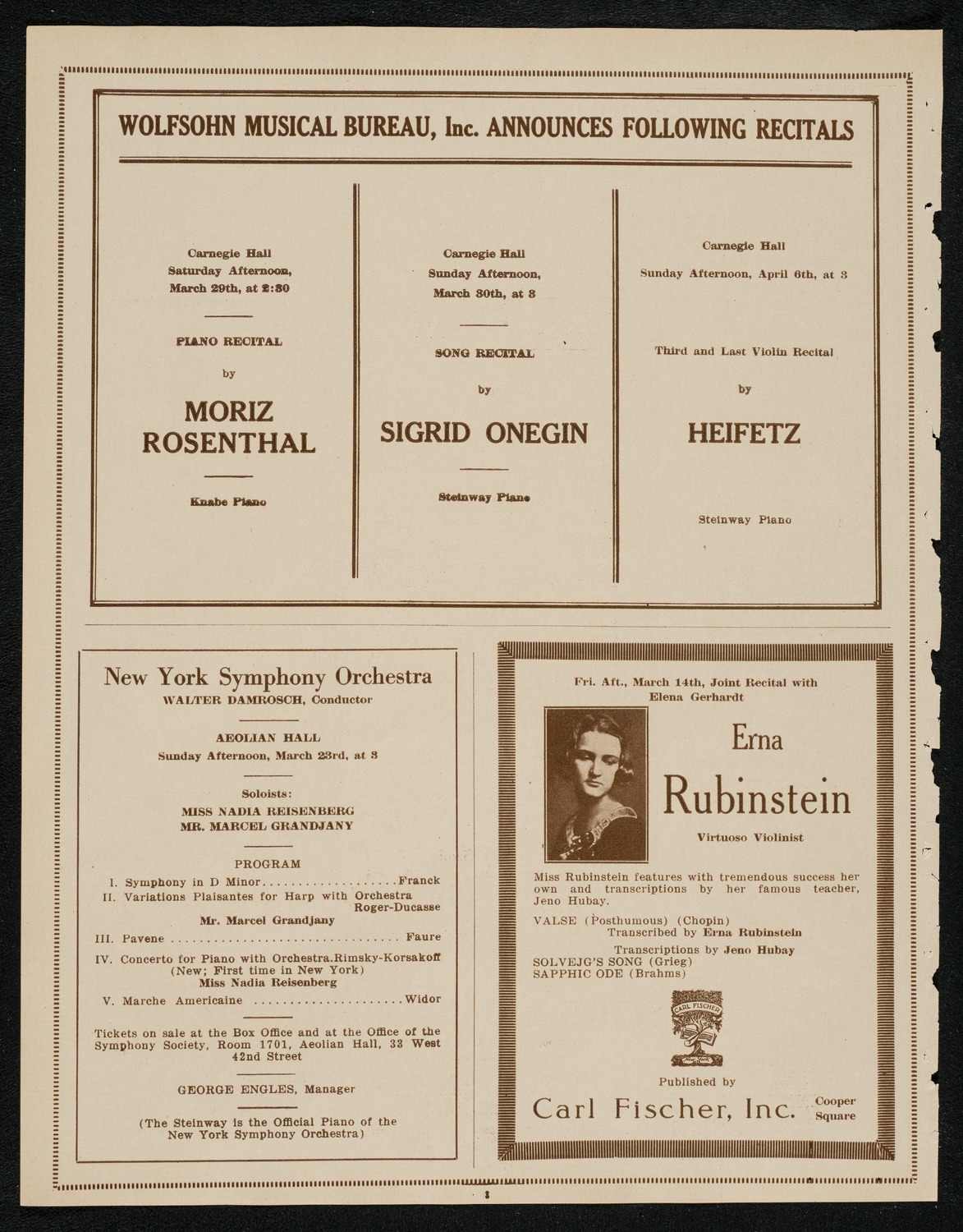 Marie Sundelius, Soprano, March 16, 1924, program page 8