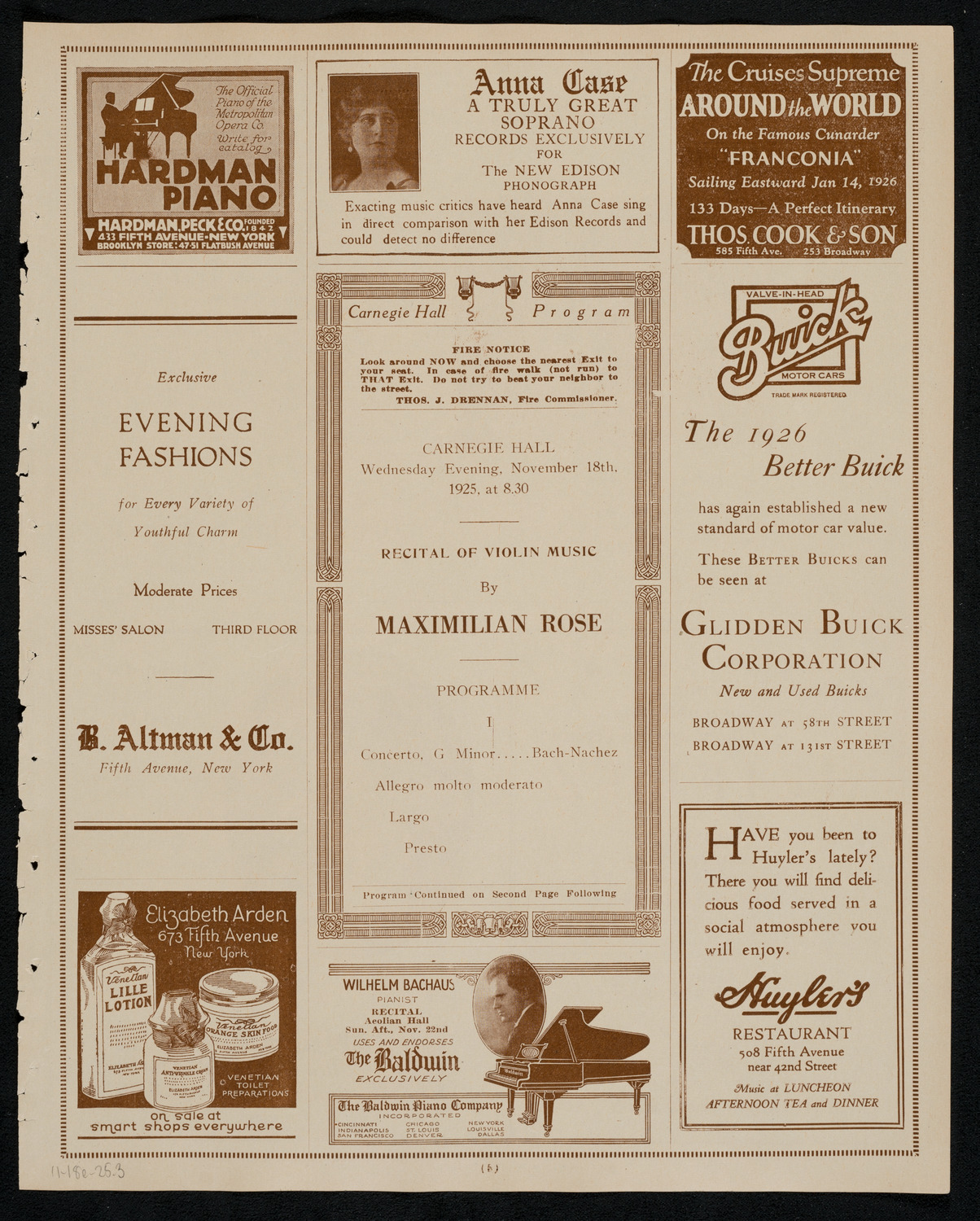 Maximilian Rose, Violin, November 18, 1925, program page 5