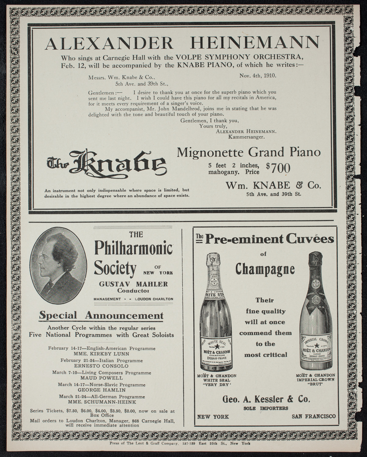 Volpe Symphony Society of New York, February 12, 1911, program page 12