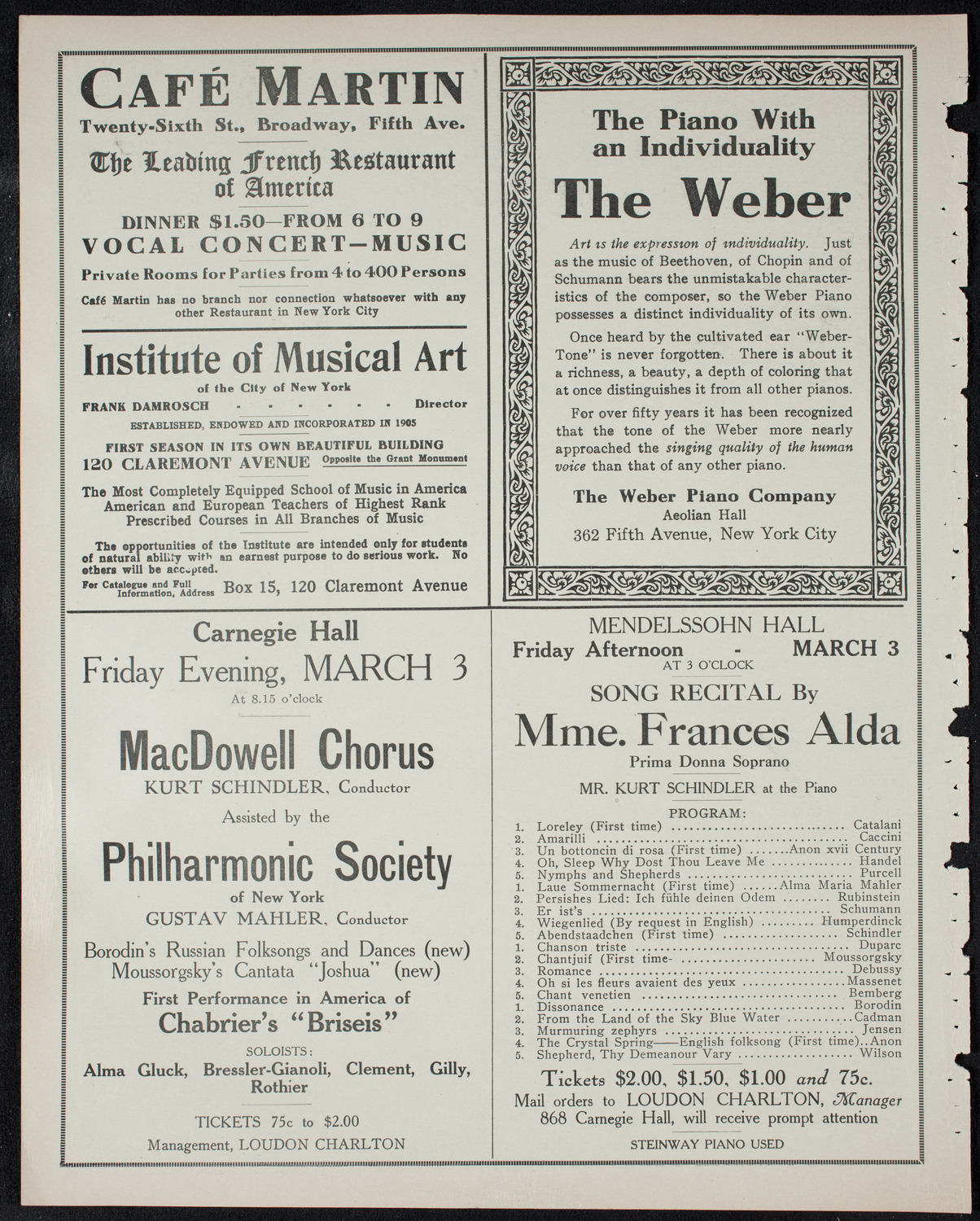 New York Philharmonic, February 24, 1911, program page 6