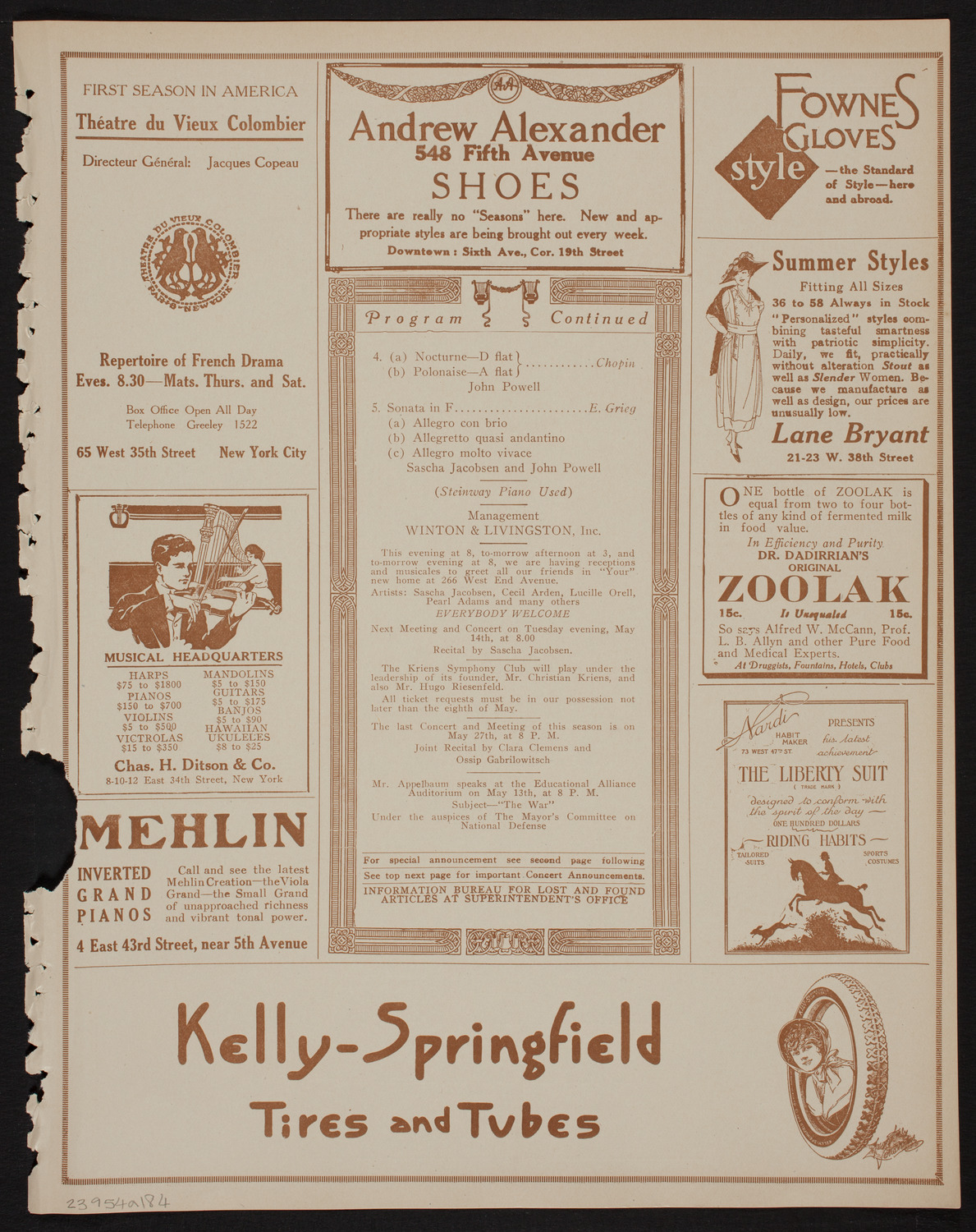 Meeting: The Humanitarian Cult, May 4, 1918, program page 7