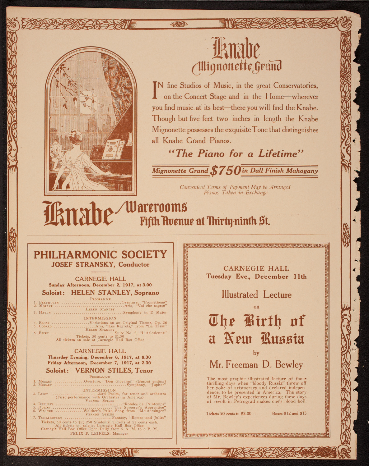 New York Philharmonic, November 30, 1917, program page 12