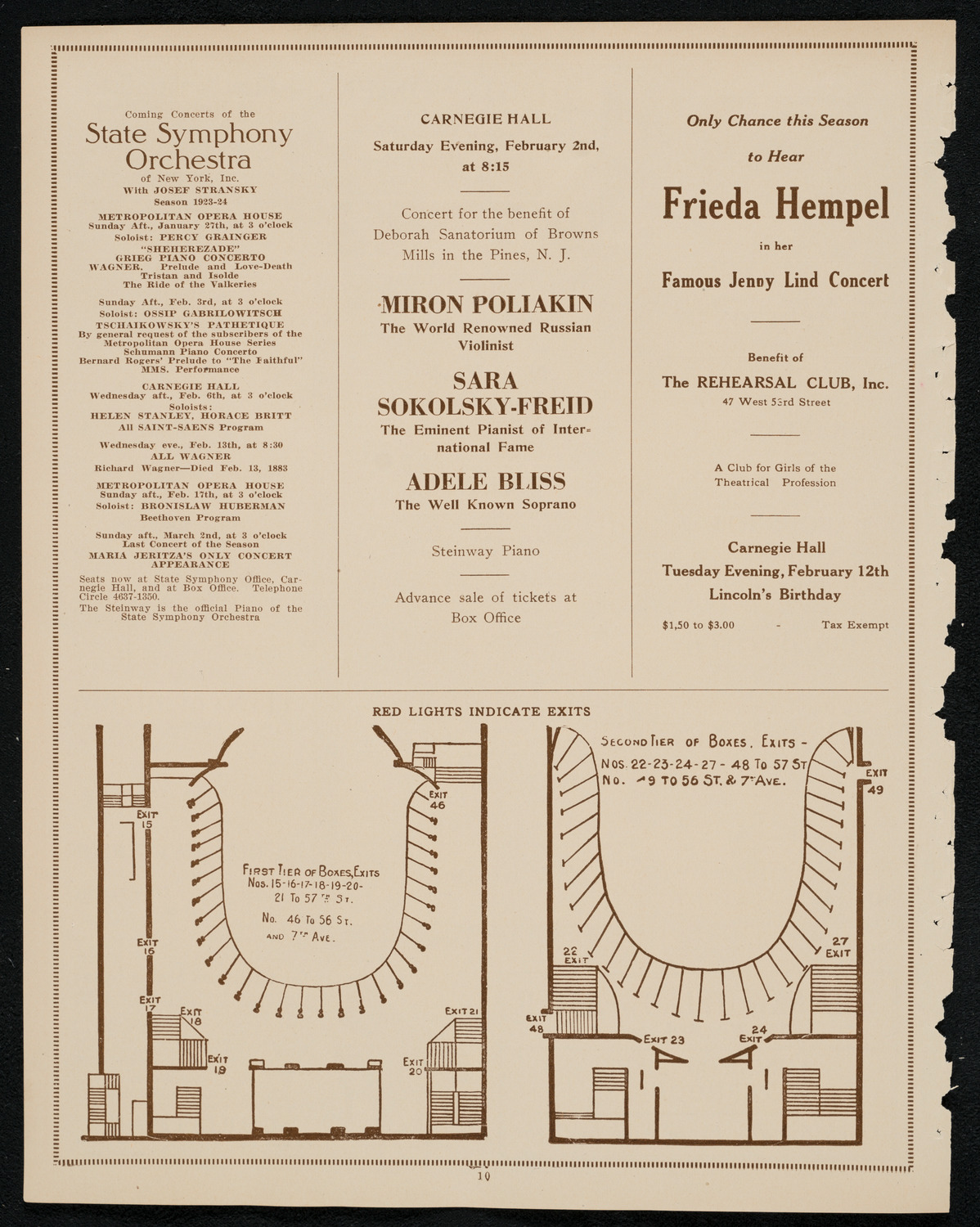 New York Philharmonic, January 24, 1924, program page 10