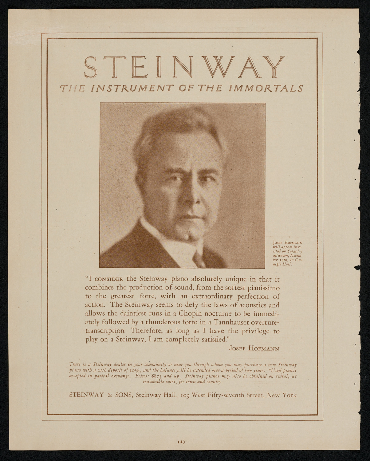 Tito Schipa, Tenor, November 1, 1925, program page 4