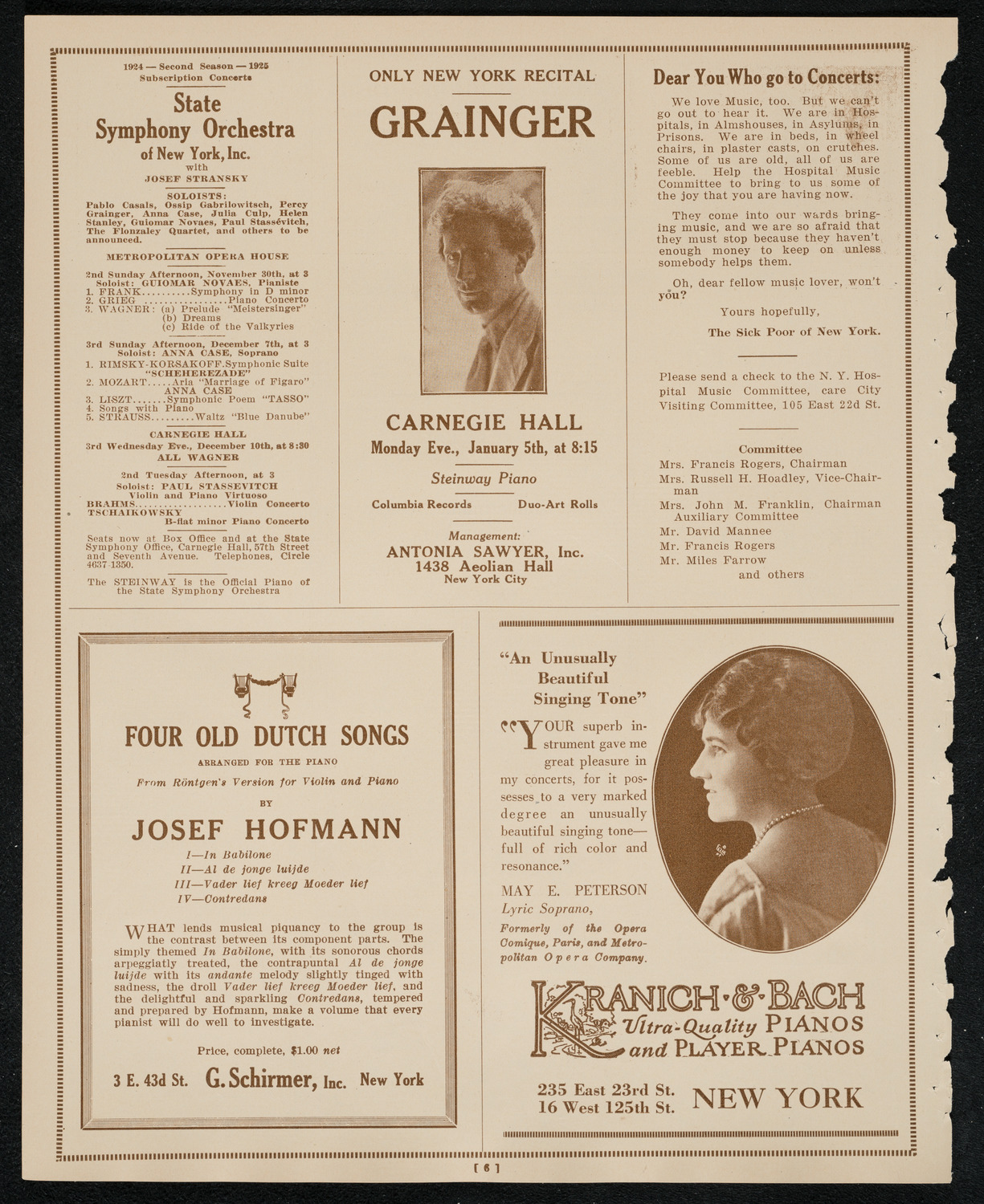 New York Philharmonic, November 23, 1924, program page 6