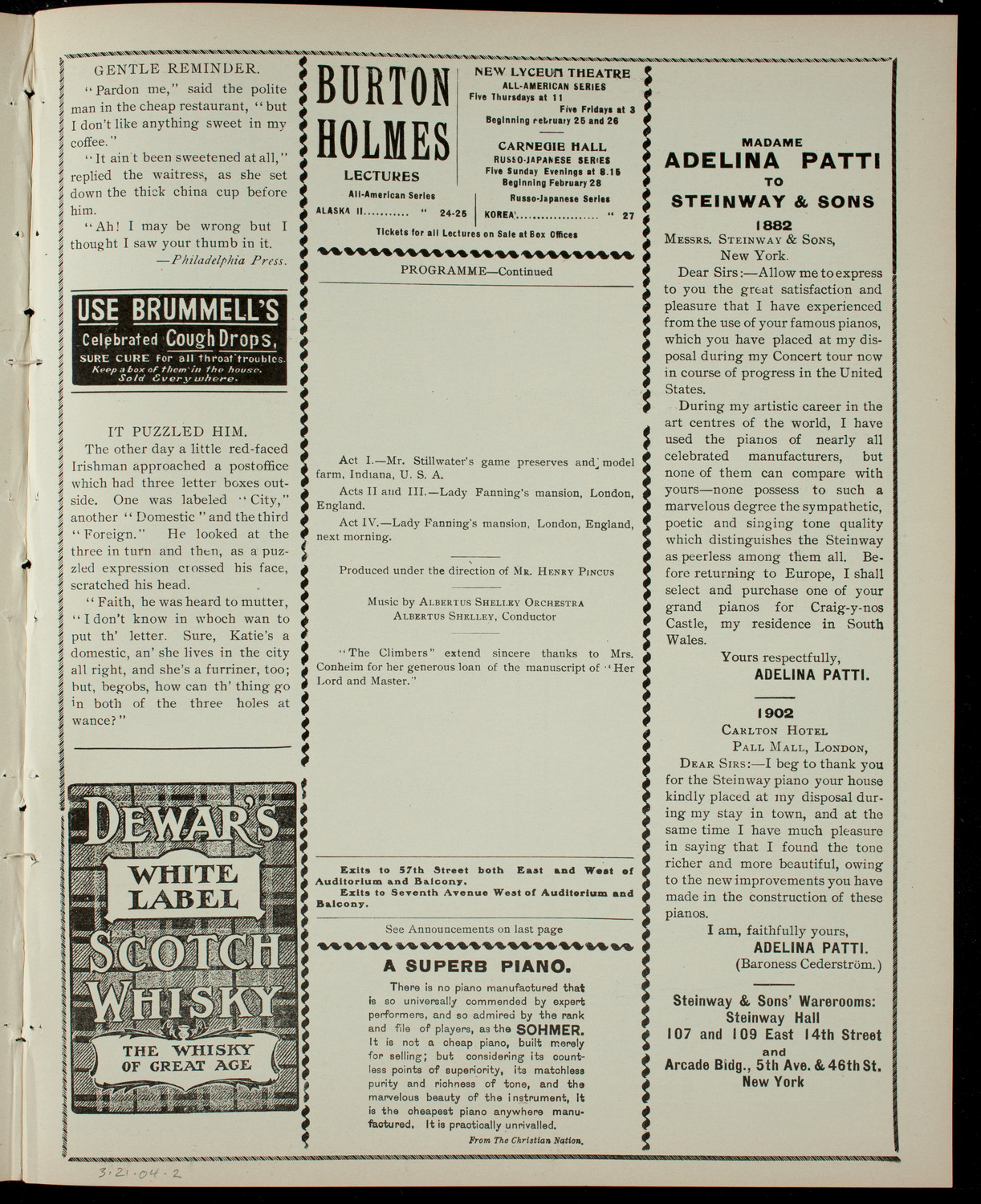 Young Folk's League of the YWHA presents "The Climbers", March 21, 1904, program page 3