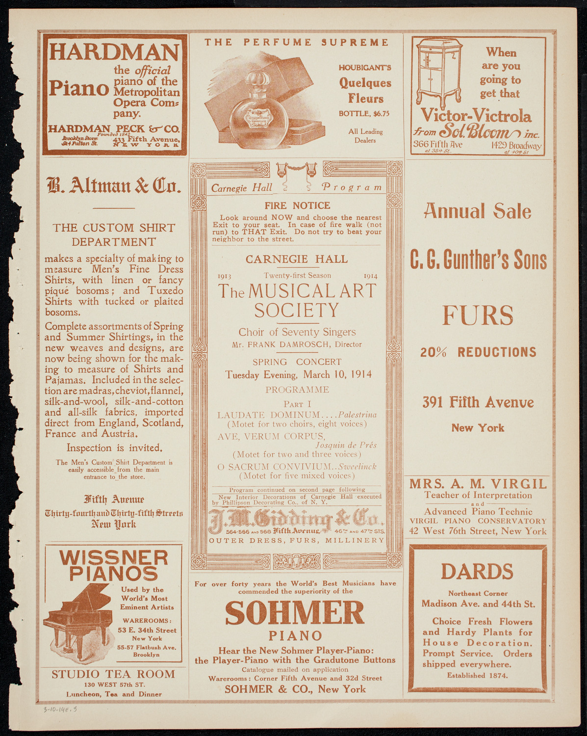 Musical Art Society of New York, March 10, 1914, program page 5