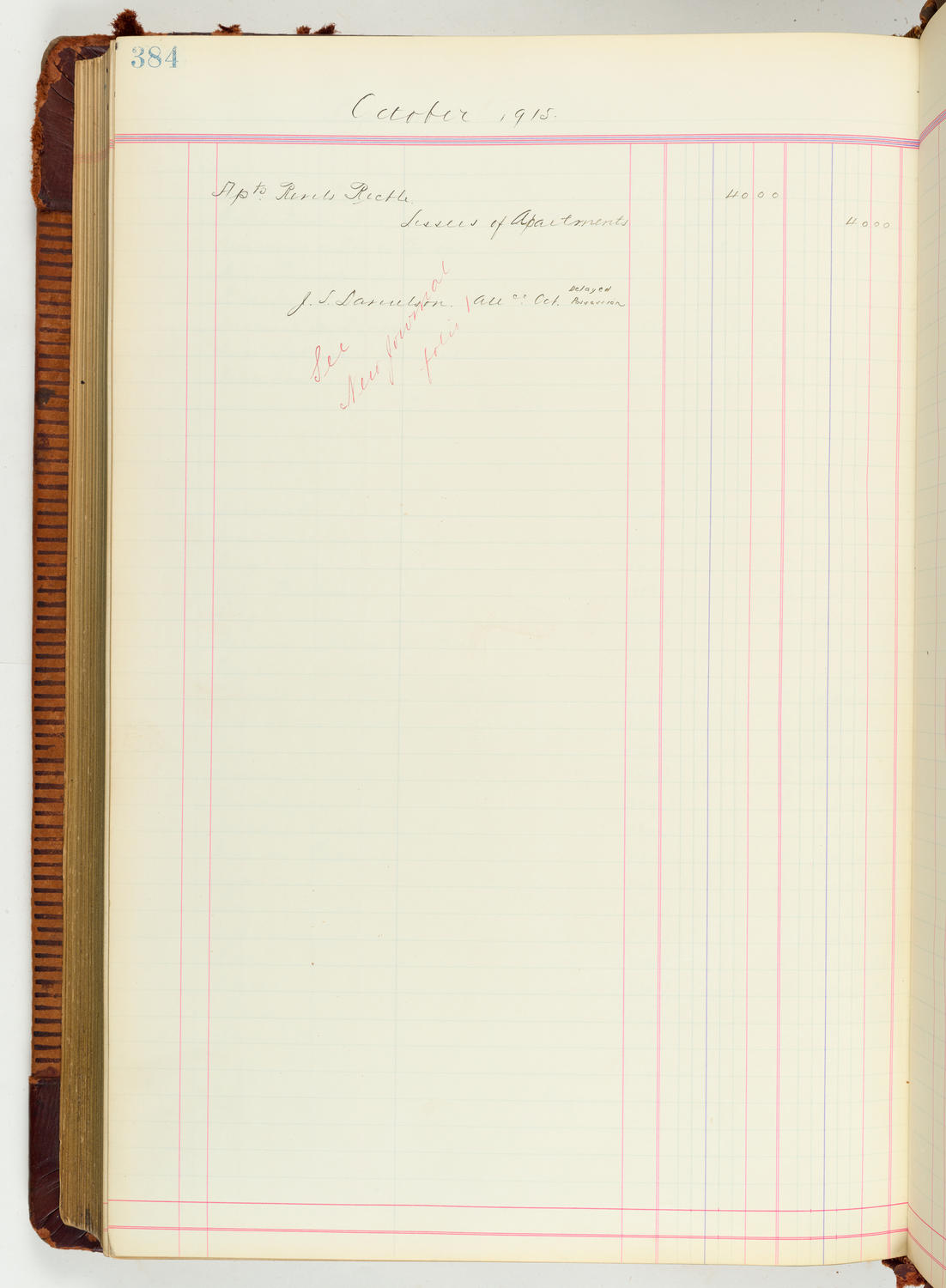 Music Hall Accounting Ledger Journal, volume 7, page 384