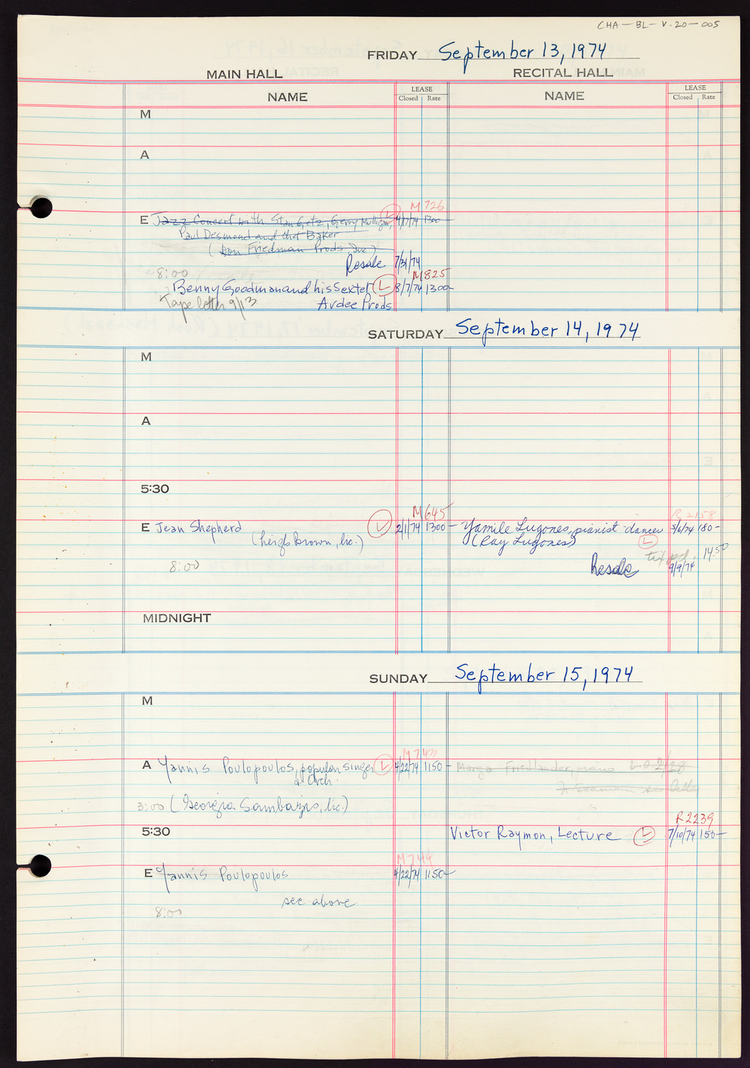 Carnegie Hall Booking Ledger, volume 20, page 5