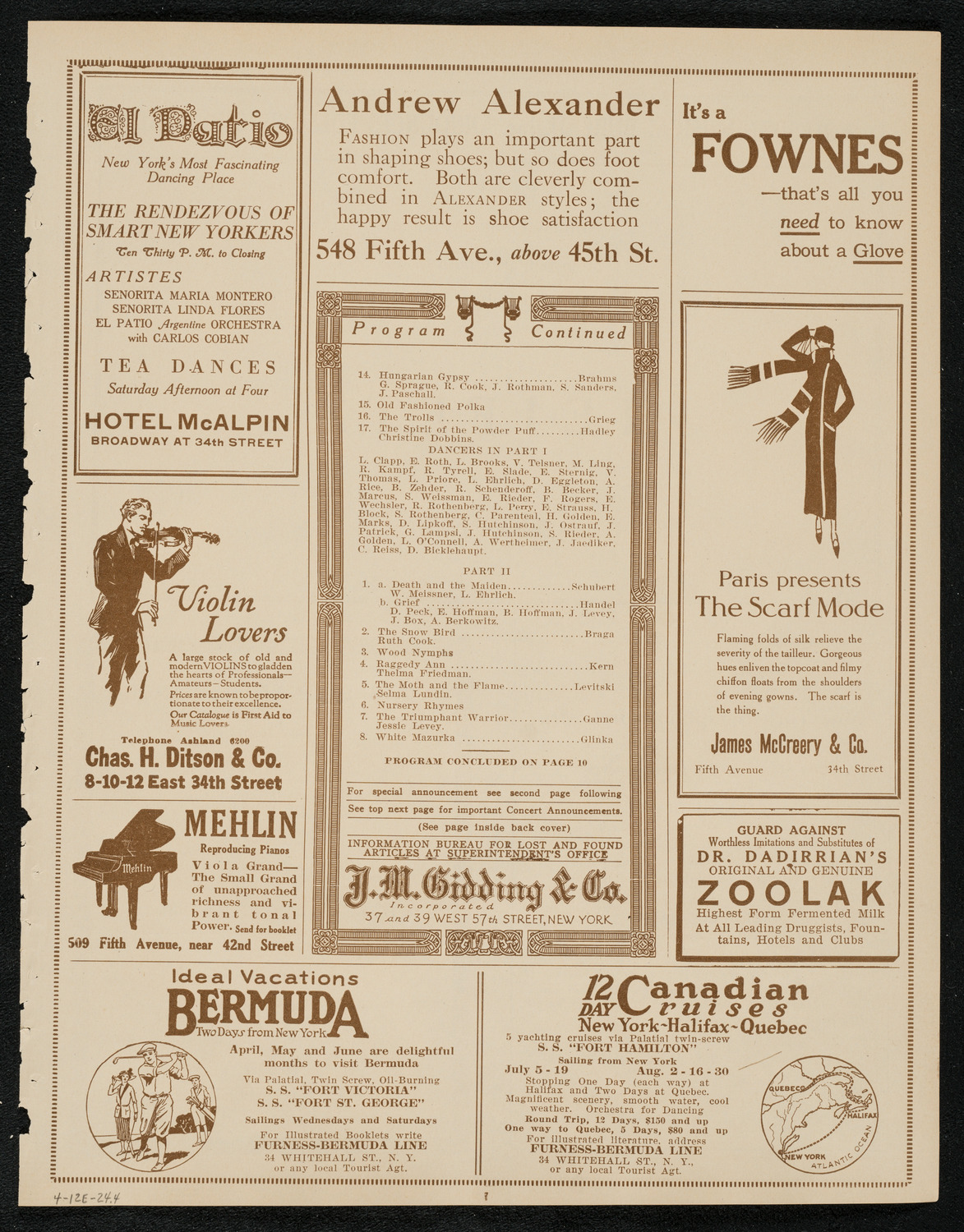 Christine Dobbins' Dancers, April 12, 1924, program page 7