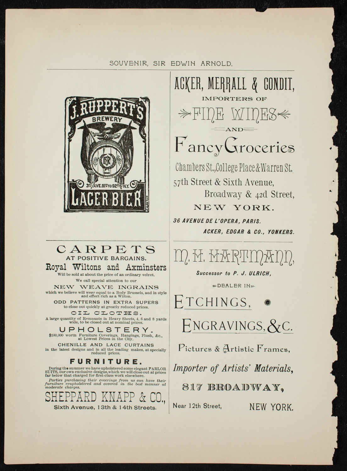 Lecture by Sir Edwin Arnold, November 4, 1891, program page 14